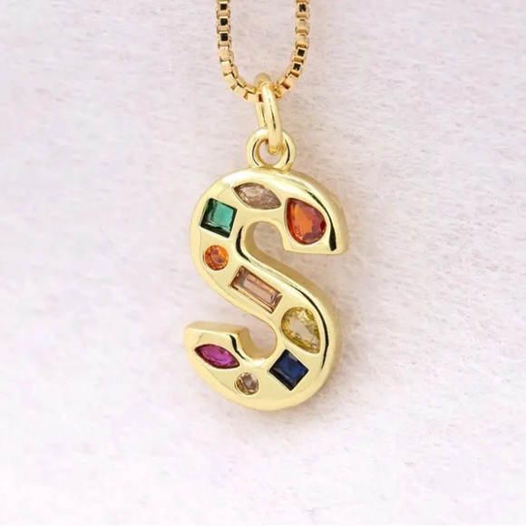 Letter “S” Pendant on Gold Colour Chain - Picture 1 of 3